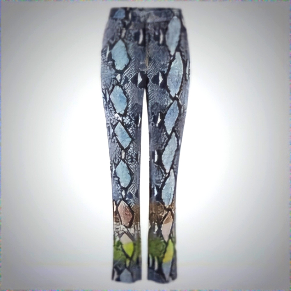 Diane Von Furstenberg Multicolor Snake Print Pants - Gray, Blue, Green
